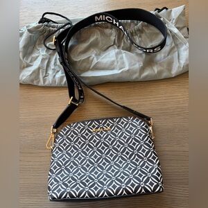 Michael Kors Black and White Geometric Print Crossbody Bag